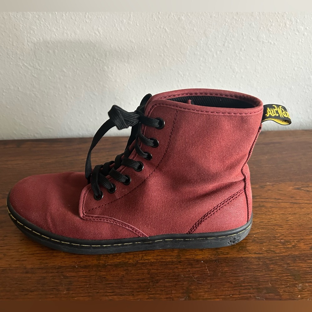 Dr. Martens Women's Burgundy Canvas Ankle Boots - Picture 4 of 11